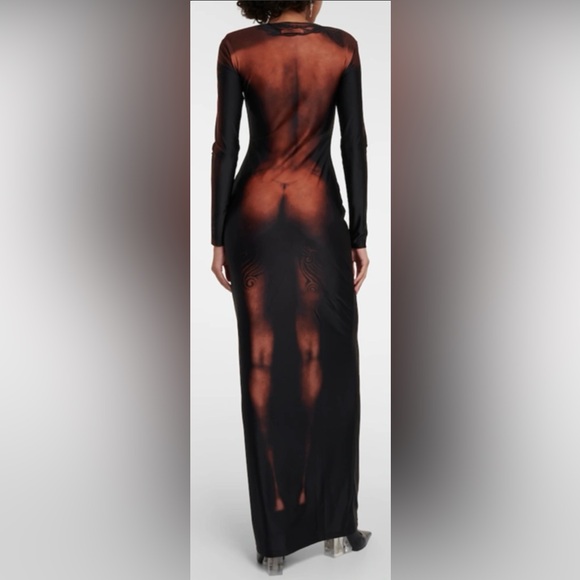 Jean Paul Gautier The Long Ebony Body Tattoo Dress Dark Nude Size S - Picture 3 of 16